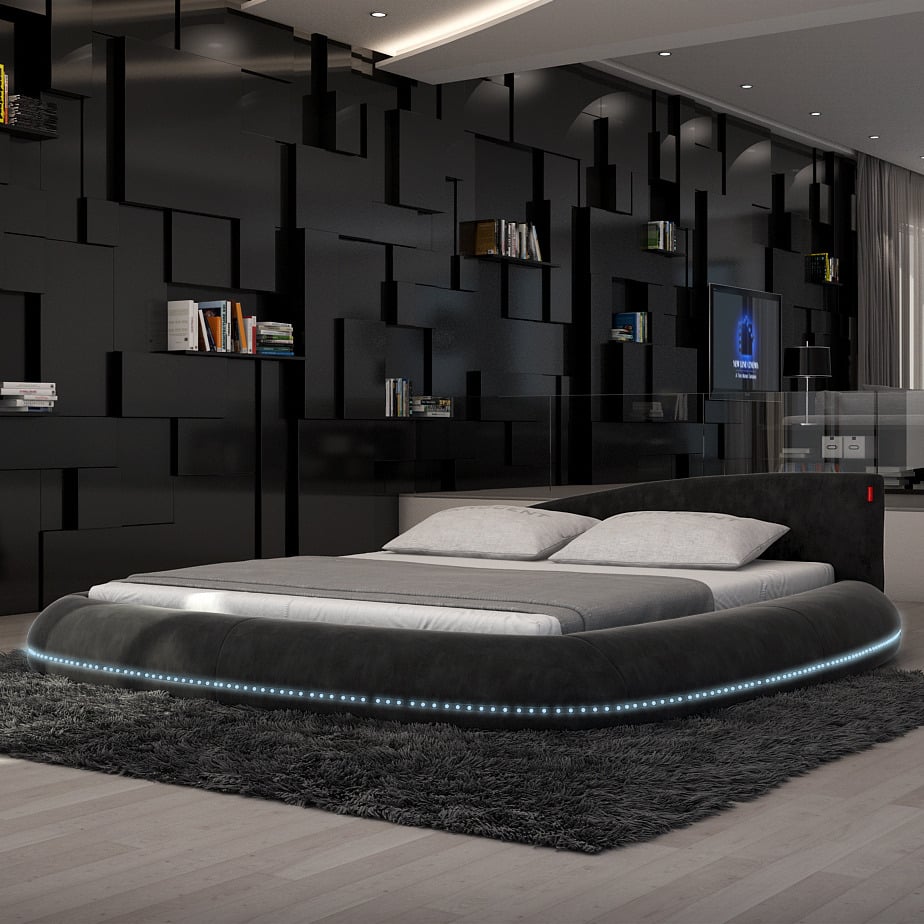 Кровать хай. Кровать в футуристическом стиле. Кровать будущего. Кровать в стиле будущего. Спальня в футуристическом стиле.