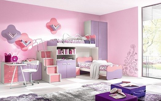غرف نوم زهرية اللون